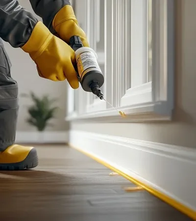 pest controllers spraying in house